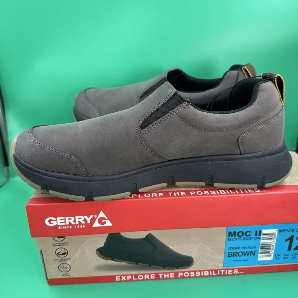 Gerry MOC II Men's Slip On Soft Lightweight Brown Shoes Size 12
